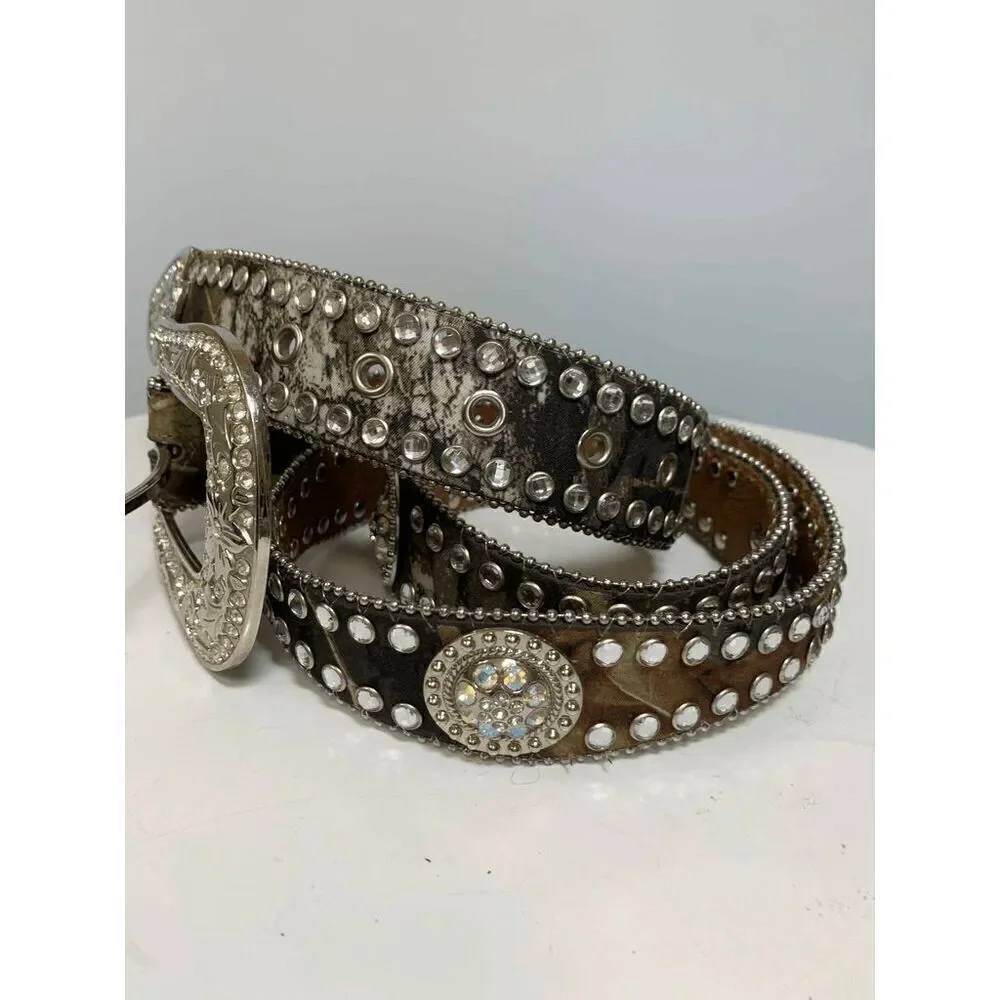 Blazin Roxx Green Camo Jeweled Western Belt